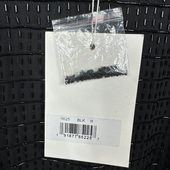 NWT Mac Duggal Beaded Cap Sleeve V Neck Column Gown Black 8 #8285 - Picture 6 of 8